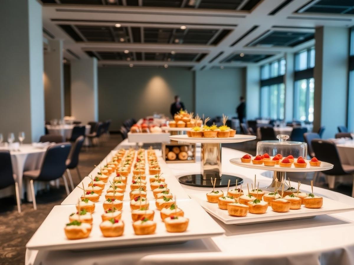 Canapé display at a corporate catering event