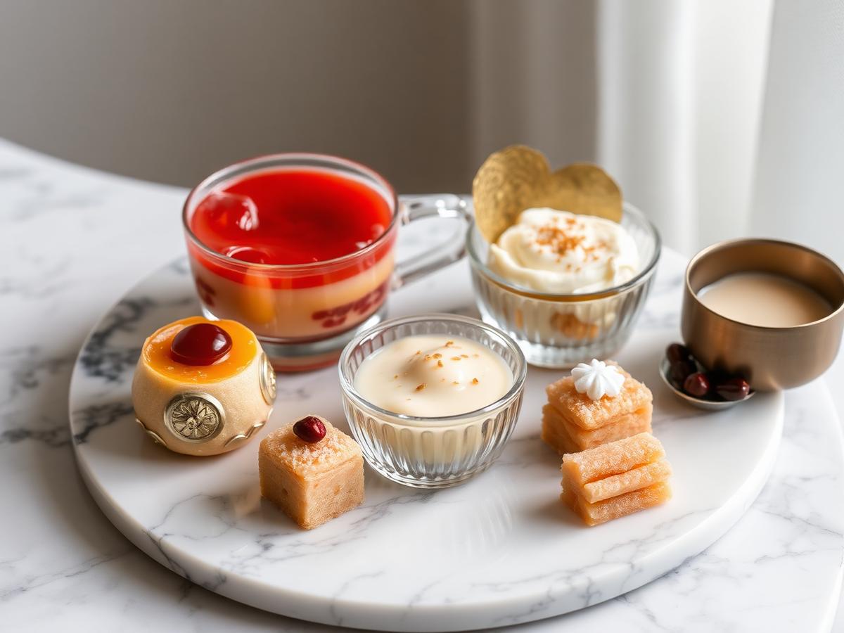 Indian desserts plated on marble