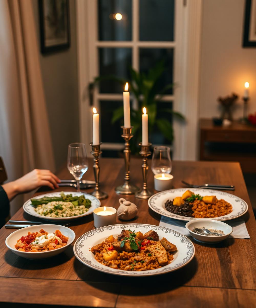 Intimate dinner table set for a small gathering